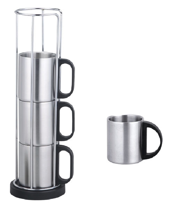 JUEGO DE TAZAS CON BASE DE ACERO  INOXIDABLE C025